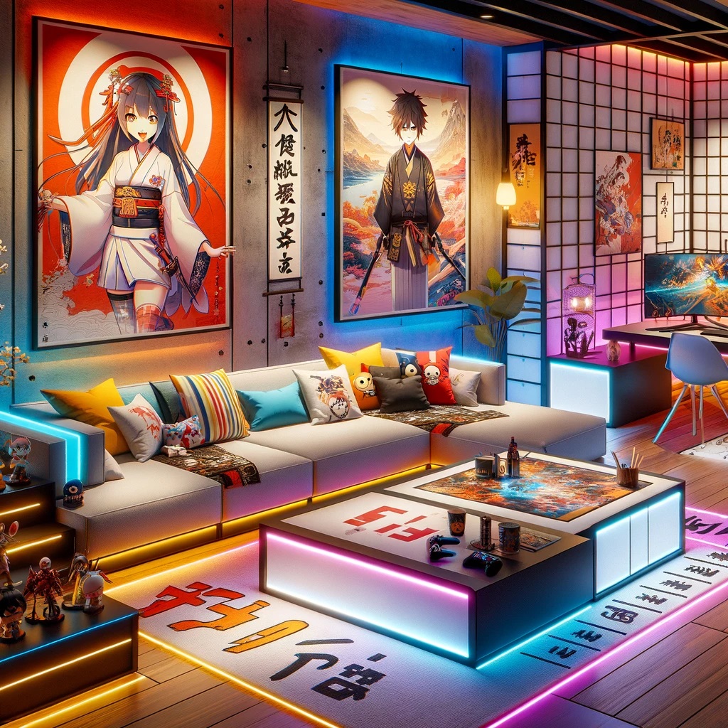 Un salon moderne décoré à la Japonaise