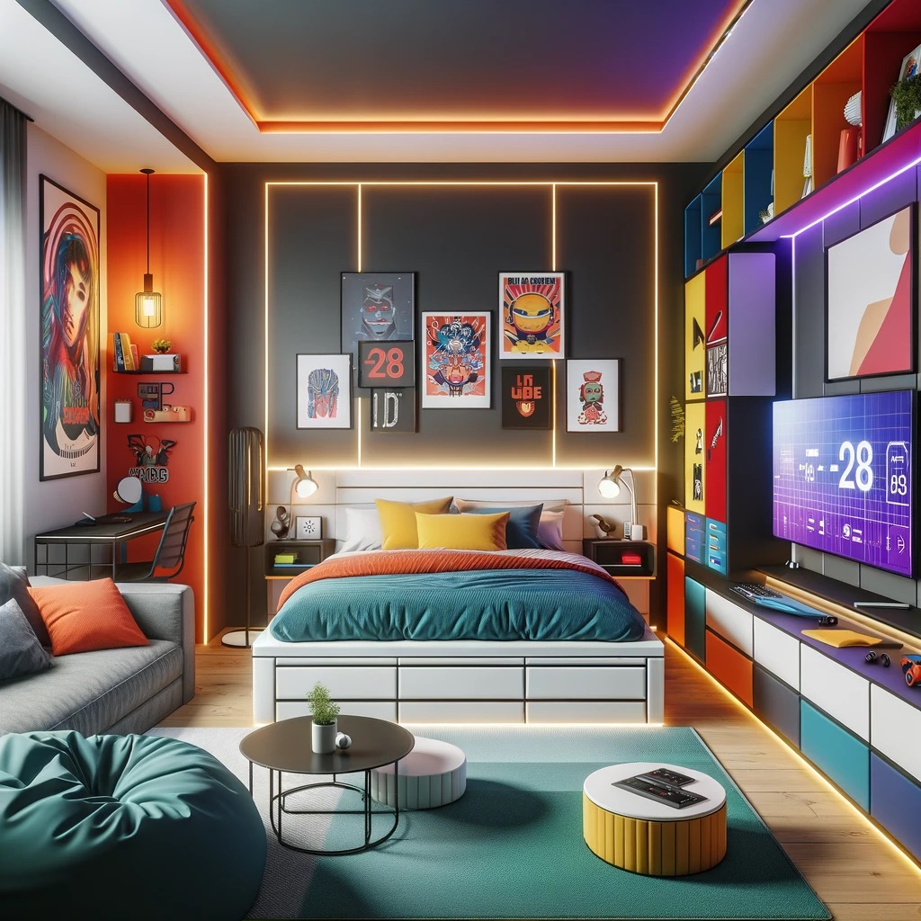 Une chambre moderne et design très coloré